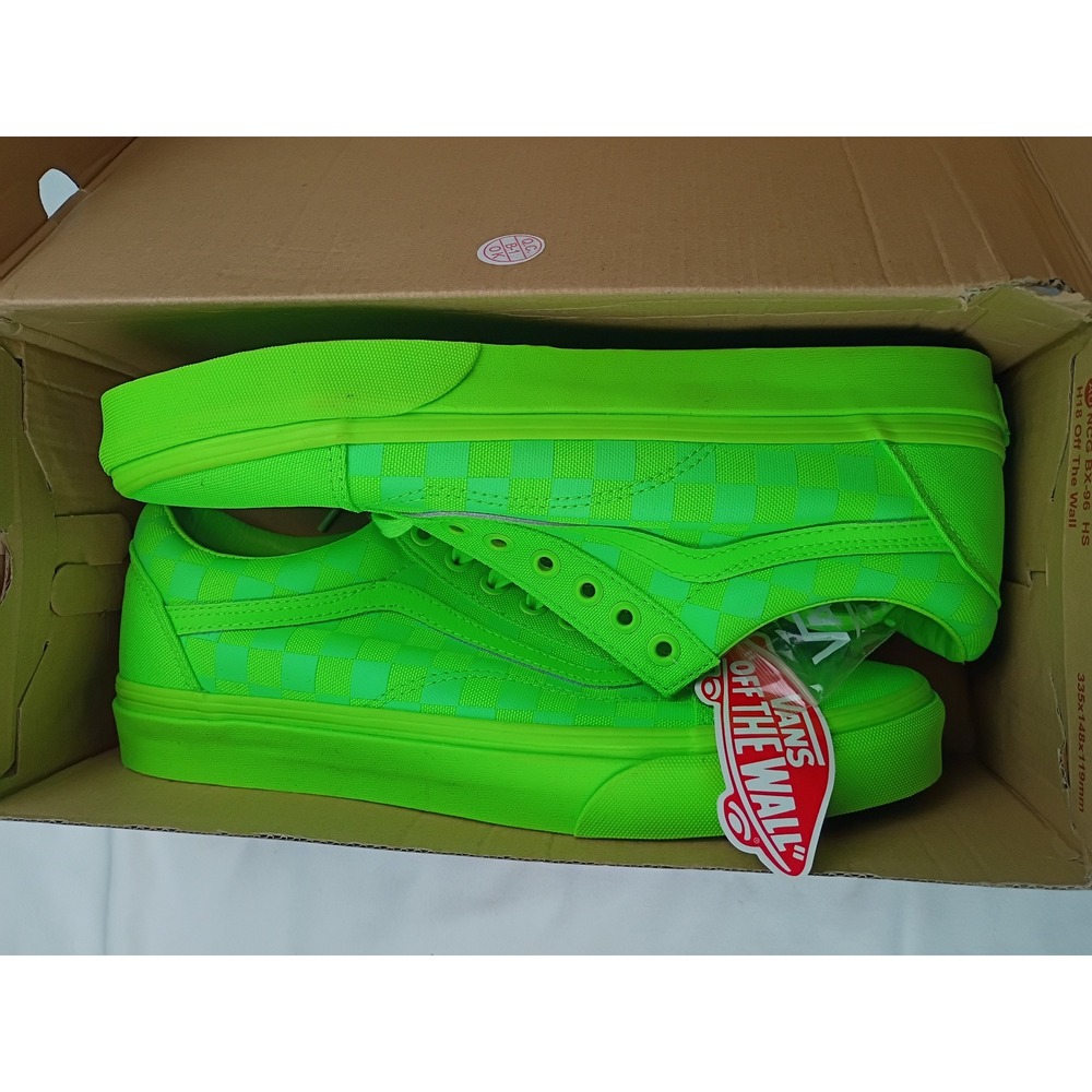 Vans Old Skool Neon Green Checkerboard Mens 10 Low Top Sneakers VN0A38G19LZ